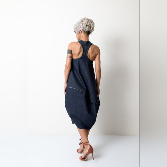 NWOT-Lócker Room Balloon Denim Dress with Zipper Details,Sz.M K-G - Picture 2 of 9